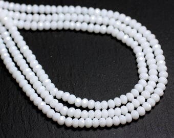 30pc - beads - faceted Rondelle 4x2mm White Jade - stone 8741140001039