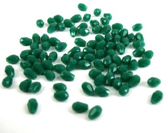 50 5 mm blue green glass faceted drops