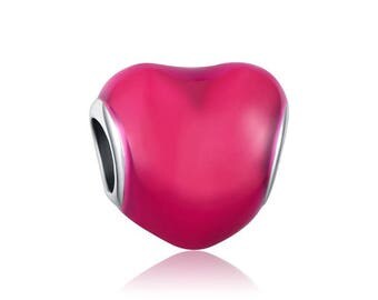 WISTERIA Pandora style charm bead bead-European/murano/silver/glass/enamel/Pink/Pearl lampwork/jewelry/bracelet/heart/creation/love/band