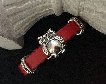 Red leather with a past OWL leather bracelet