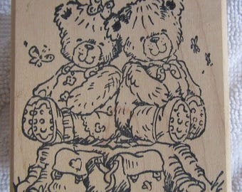 Penny Black wood mounted stamp Just The Two of Us from the Michael Woodward collection Rambling Teddies