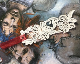 White lace Bohemian bookmark