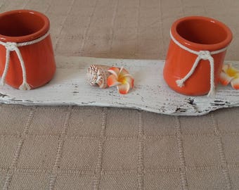 fired earth orange duo table candle holder