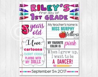 Back To School Sign, First Day of School, Kindergarten, Chalkboard Sign, 8x10, 11x14 Digital Print, DIY Printables, INSTANT DOWNLOAD