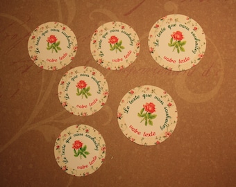 Set of 20 round stickers personalized shabby chic style