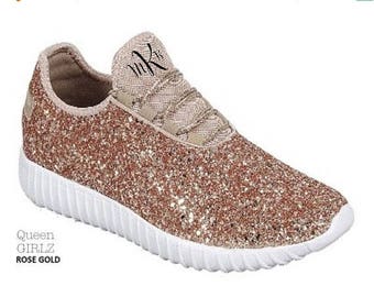 SALE Glitter bomb sneakers, glitter kicks, personalized women's shoes, rose gold tennis shoes, glitter shoes monogrammed, glitter tennis sho