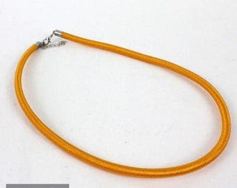 Choker - necklace yellow orange with 48 cm long brass chain and clasp