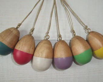 Set of 6 wooden eggs (n ° 2)