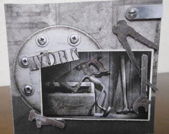 Crankshaft, saw, pliers, wooden tool box