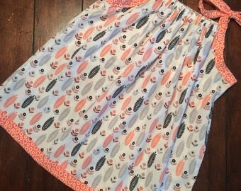 Feather/ circle toddlers pillowcase dress