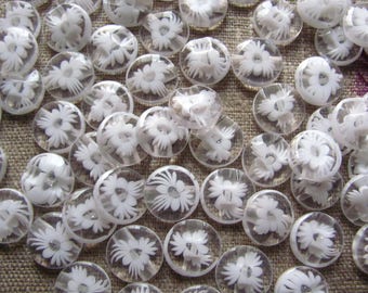 6 buttons 13mm white CHRYSANTHEMUM