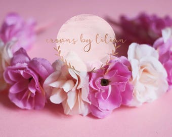 Classic flower crown featuring cream pink and ivory peonies | Floral Headband | Headband | Flower Crown | Floral Crown | Headpiece |