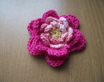Flower brooch made of cotton two shades of pink