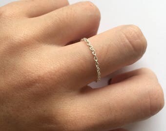 Simple dainty minimalistic chain ring - stacking ring, silver ring, delicate ring, urban ring, alternative wedding ring, statement ring,