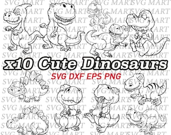baby dinosaurs svg, cute dinosaurs, clipart, eps, dxf, png, cut files, vector, decal, stencil, vinyl, children, kid