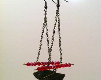 Earrings red Asian style