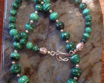 Malachite and Sterling Silver 925 necklace