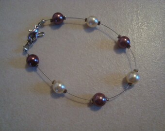 Fancy handmade bracelet Brown and ecru