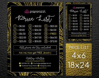 Paparazzi price list | Etsy