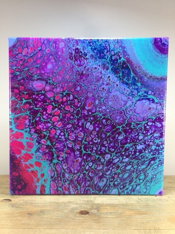 FREE SHIPPING on this 12x12 acrylic dirty pour painting with