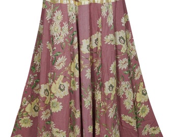 Charming Flowy Gypsy Skirt Floral Print A-Line Summer Style Rayon Hippie Chic Long Maxi Skirts S/M