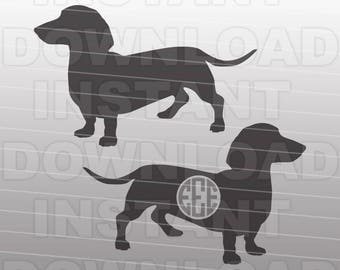 Daschund SVG,Weiner Dog SVG File,Monogram SVG,Cutting Template-Vector Clip Art for Commercial/Personal Use-Cricut,Cameo,Silhouette,Cut File