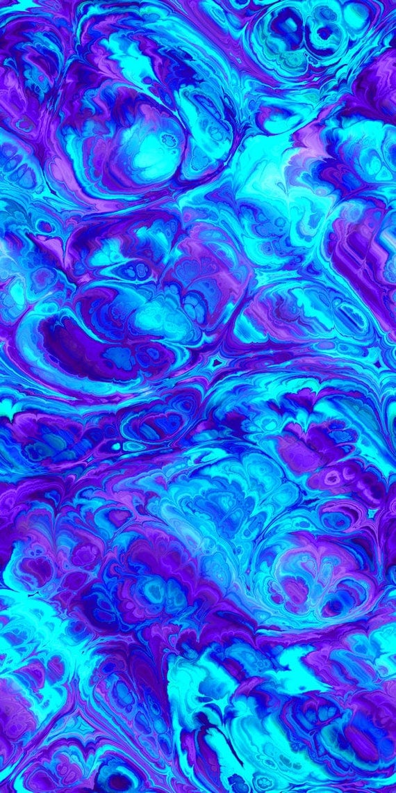 Artisan Handmade Satin Purple Teal Textile Fabric By The Yard Fiber Art Marble Fabric