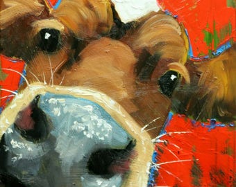 Cow painting 1236 12x12 inch original animal portrait oil painting by Roz