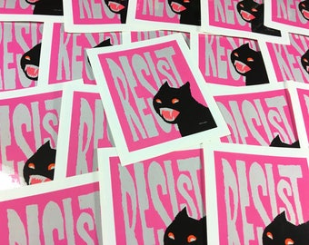 Black cat stickers | Etsy