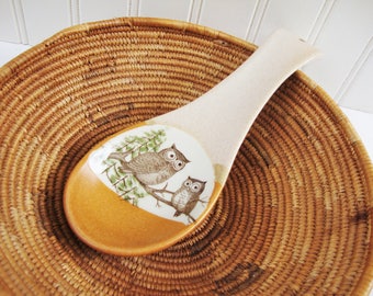 vintage spoon rest owls otagiri pottery spoon holder