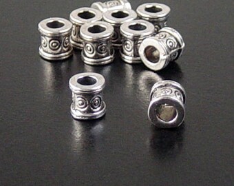 CLEARANCE Bead Spacer 50 Antique Silver Round Tube Column Barrel Victorian 6mm x 6mm Hole 3mm NF (1132spa06s1)os