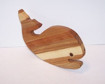 WHALE Cheese Cutting Board Handcrafted from Mixed Hardwoods