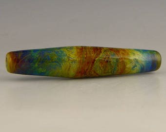 handmade lampwork glass bead a narrow bicone focal in colorful StrikingColor glass - Monet's Woods