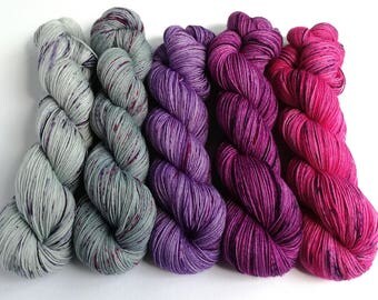 Hand dyed yarn set, 5 skeins dyed to order, custom sets, shawl knitting, sweater knitting, jumper knitting, gradient, sock or sparkle yarn