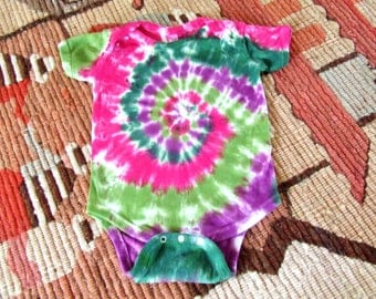 18m Tie Dye Baby Onesie - Rosebud Swirl - Ready to Ship