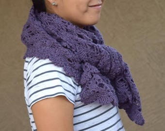 Crochet shawl lace scarf purple crochet wrap stole gift for her gift under 50 Christmas winter holidays