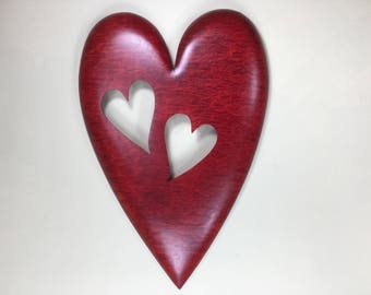 Personalized Red Wood Anniversary Gift Heart Wedding Present by Gary Burns