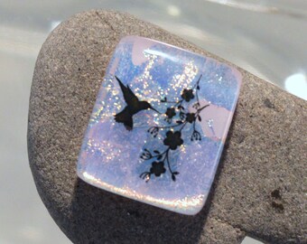 Fused Dichroic Glass Cabochon...HUMMINGBIRD...Cab for Jewelry Designers