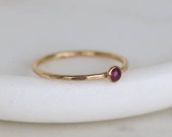Tiny ruby ring gold, July birthstone ring, gold stacking ring, petite gemstone ring, July birthday gift - Juliet