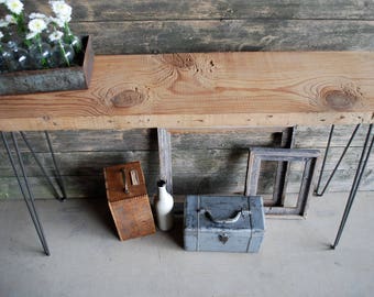 5 ft. Reclaimed Wood Console/Sofa Table with Hairpin legs, Free & Fast Shipping (5ft x 11.5"w x 30"h, Standard 1.65" top)