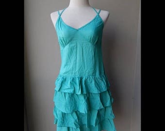ON SALE Green Cotton Summer Sundress Dress Bust 34 waist 26 hip 34