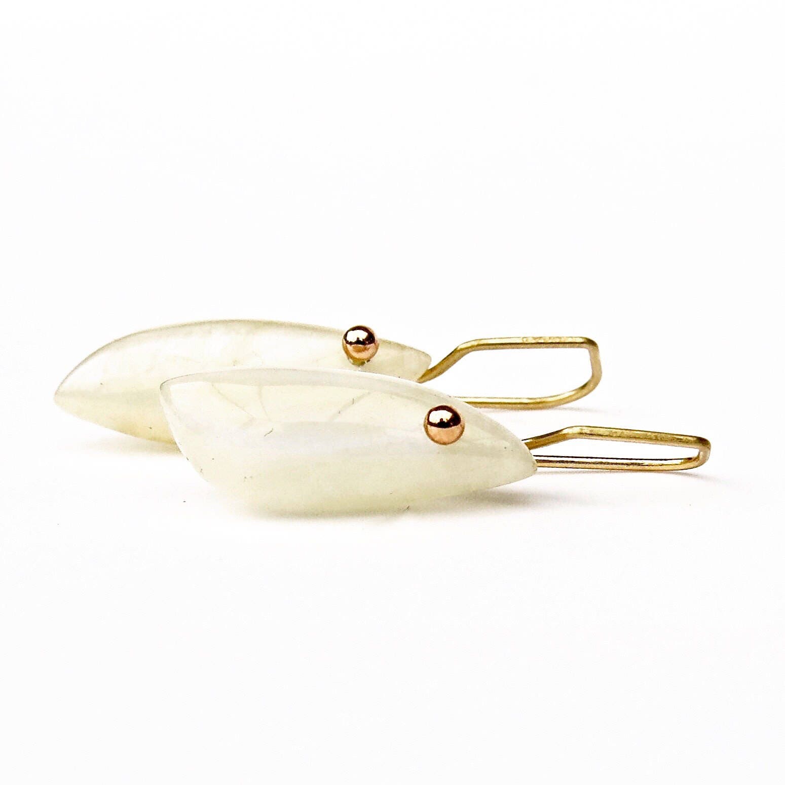 Moonstone Droplet Earrings In Solid 14k Gold 9996