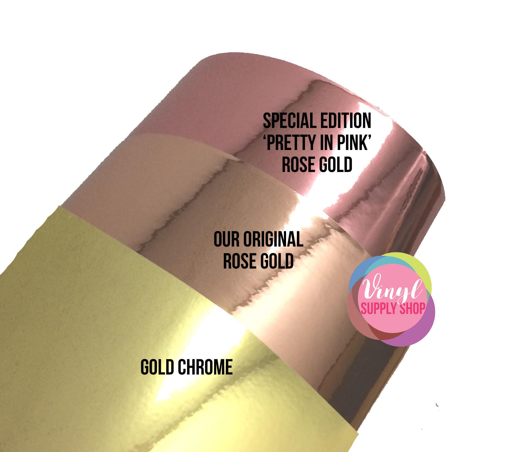 Rose Gold Chrome Mirrored Adhesive Vinyl for cutting machines to make