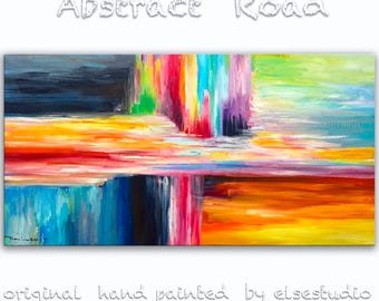 Sale Original Abstract Painting Wall Art Oil Painting 48"x24" Canvas Original Modern Home Deco, Wall Hanging, Abstract Colors by Tim Lam