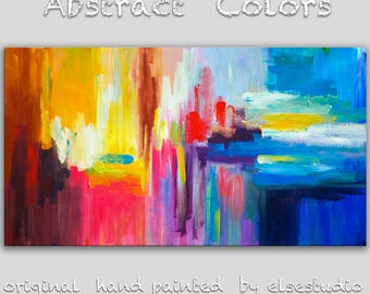 Sale Art, Painting, oil, Texture oil paintings, Colorful Home Art, modern wall painting, huge art abstract art canvas, Moody art, 48" x 24"
