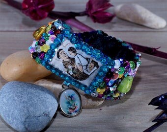 Saint Anthony scapular woven embroidered bracelet