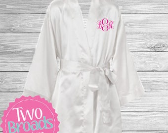 Satin Flowergirl robe, Kids Robe, Flower Girl Robe, Junior Bridesmaid Robe Childrens Robe, Ring bearer robe, White Pink Navy Satin Robe