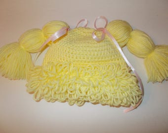 Cabbage Patch hat, cabbage patch beanie, wig hat, 6-12 months size baby hat, Make your baby look like a doll, blond wig