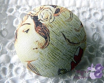Button printed fabric woman, 1.57 in / 40 mm