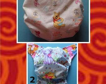SassyCloth one size pocket diaper with Winnie the Pooh cotton print. Ready to ship.